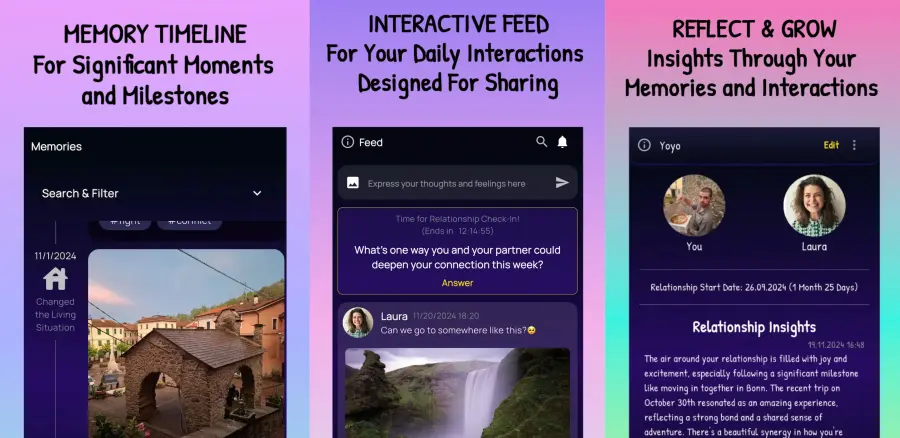 Your Significant Otter app showing relationship insights and interactive feed